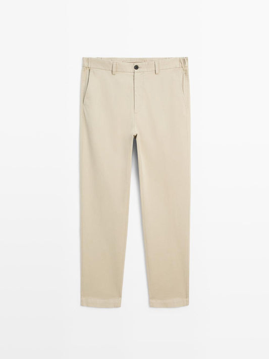 Slim fit trousers with elastic side detail