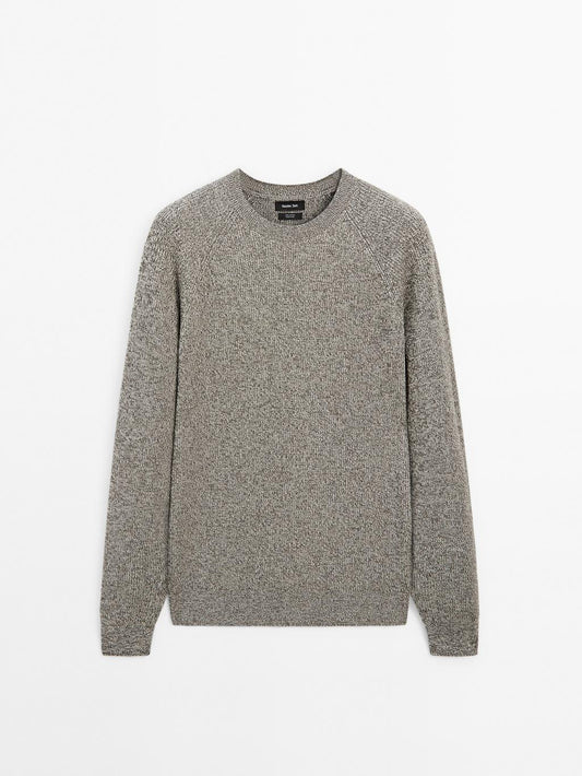 Crew neck mouline knit sweater
