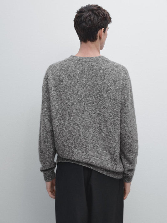 Knit mouline cotton and wool sweater