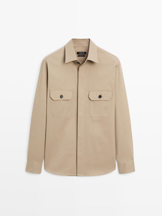 Cotton blend overshirt with pockets