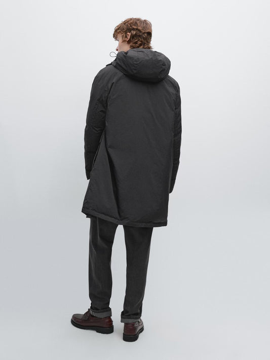Water-repellent padded parka with hood