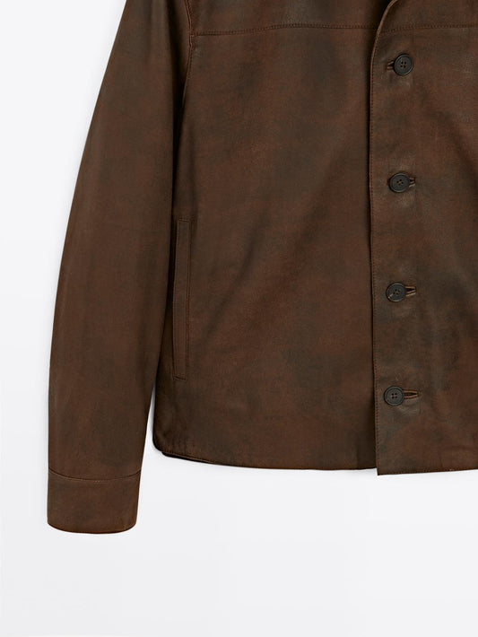 Suede finish sheepskin jacket