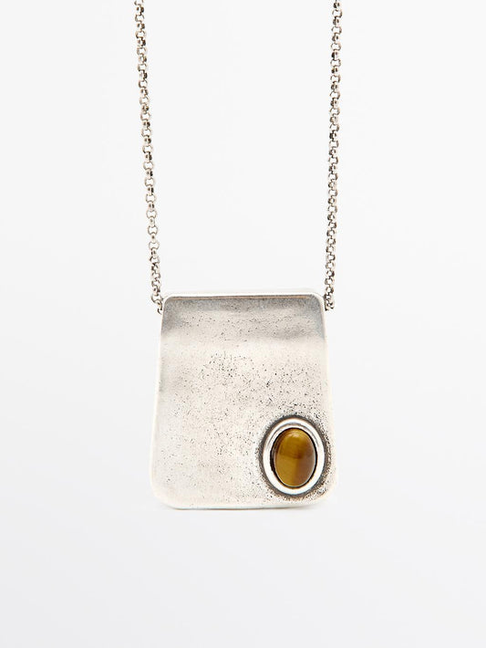 Square pendant with stone