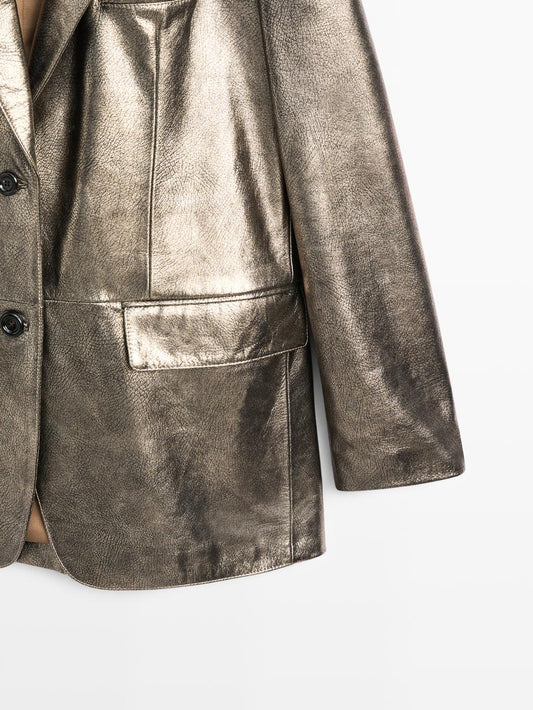Metallic nappa leather blazer