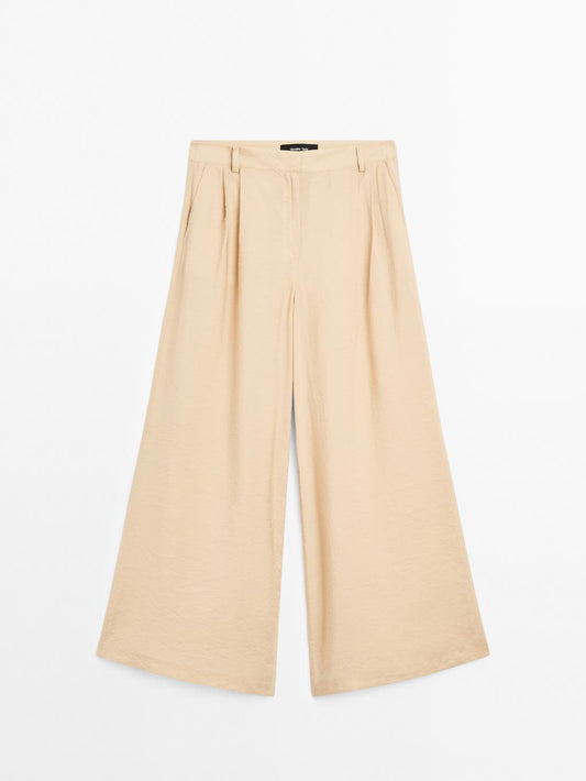 Darted palazzo trousers