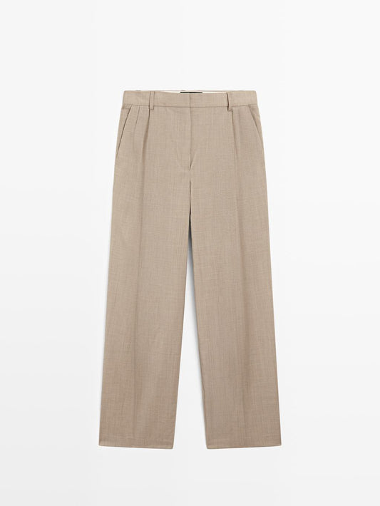 100% wool darted trousers
