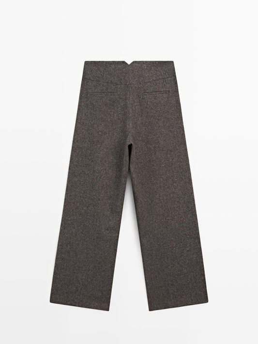 Knickerbocker yarn effect suit trousers