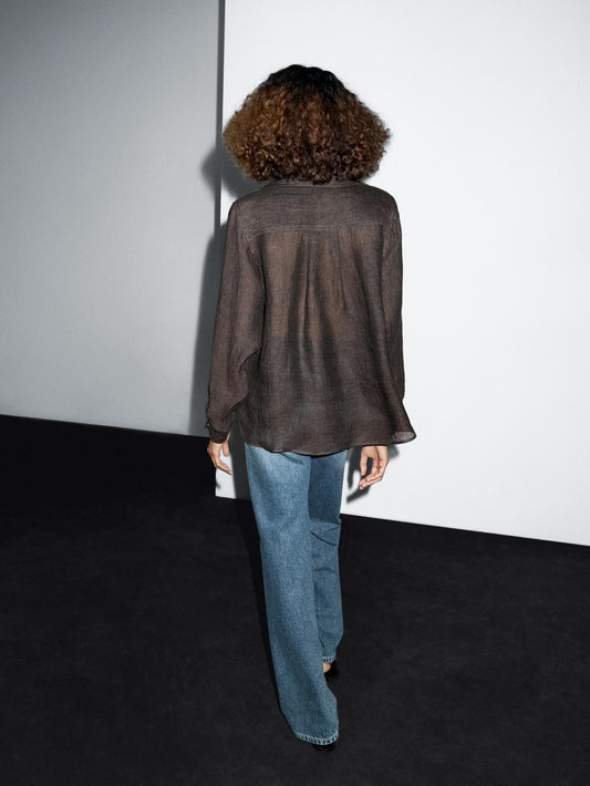 100% linen blouse with chest detail