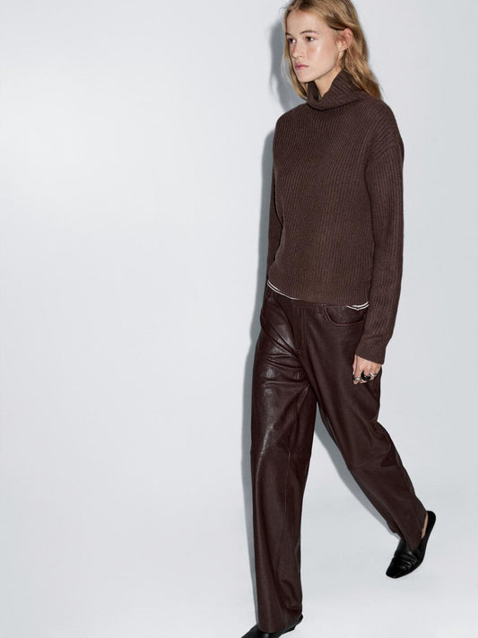 Sheepskin leather trousers with nappa finish