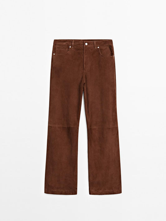 Suede leather trousers