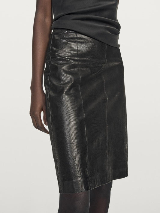 Animal print leather mini skirt