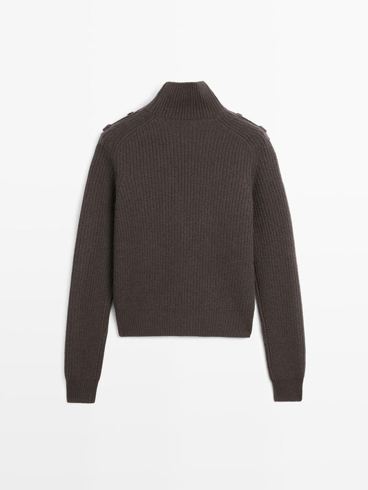 Knit sweater with shoulder detail