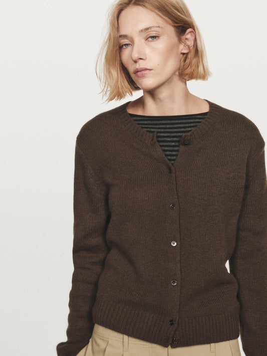 Knit 100% cashmere crew neck cardigan