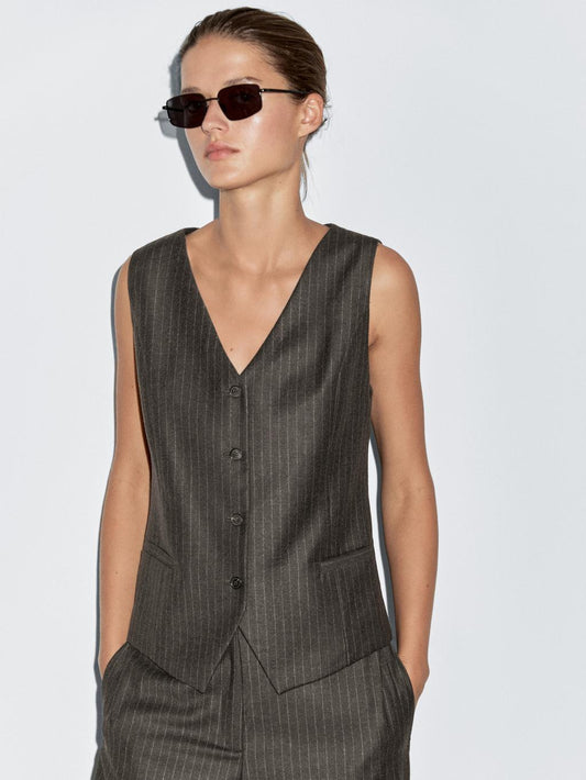 100% wool pinstripe waistcoat