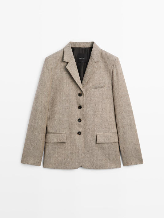 Flecked 100% wool blazer