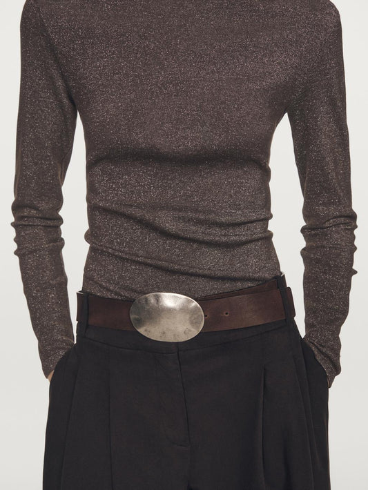 Long sleeve T-shirt with metallic finish