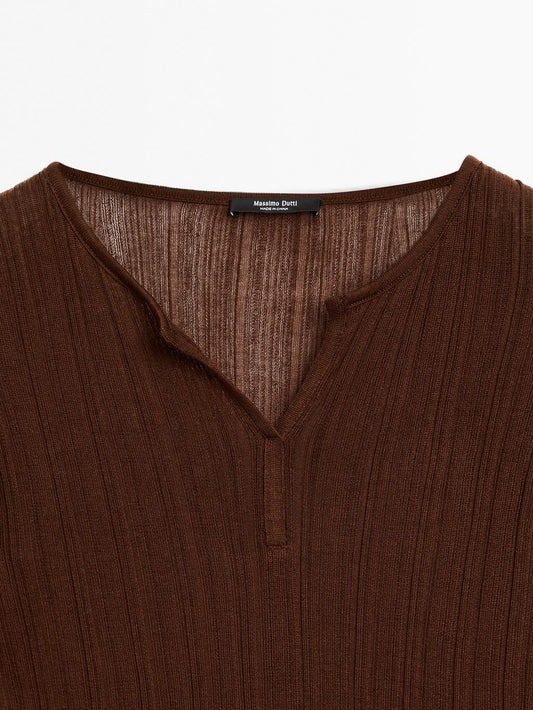 Long sleeve ribbed T-shirt