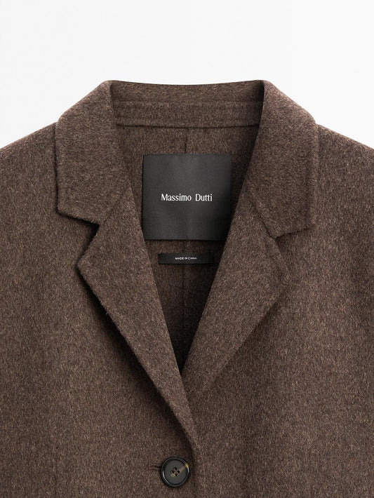 Wool blend blazer with tailored collar