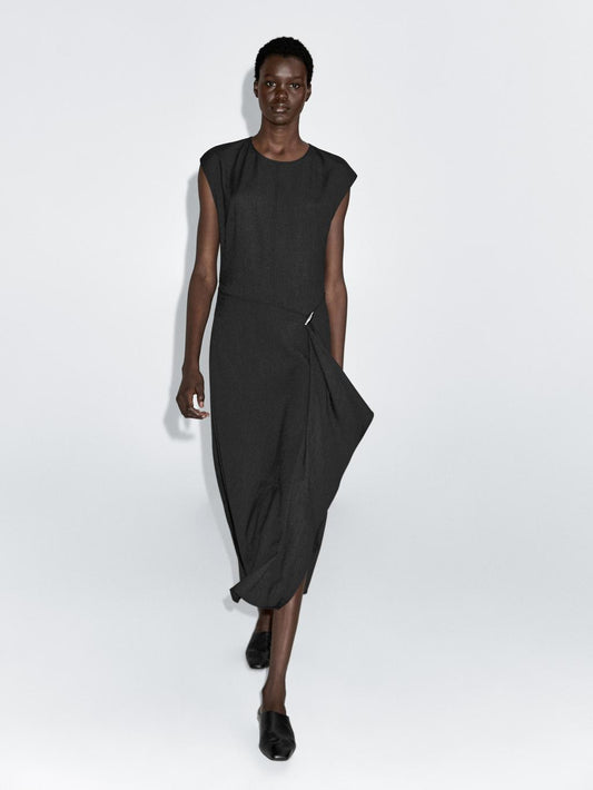 Midi dress with brooch detail