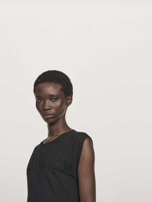 Contrast semi-sheer midi dress