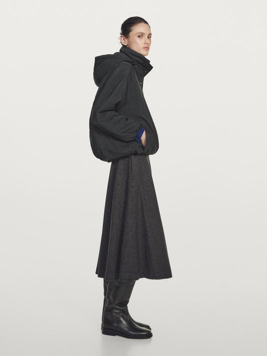 Water-repellent padded parka with high neck