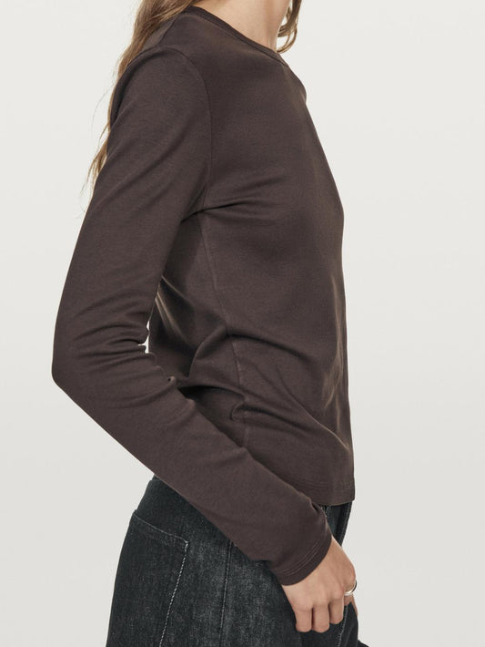 Ribbed long sleeve melange T-shirt