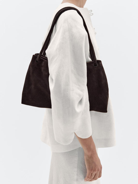 Leather and split leather medium bag with compartments