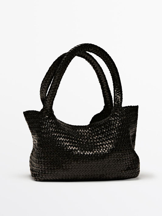 Medium braided nappa leather tote bag