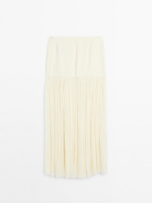 Long silk blend skirt with sash - STUDIO