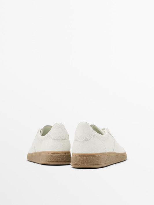 Crackled leather trainers