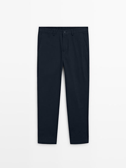 100% cotton slim fit trousers