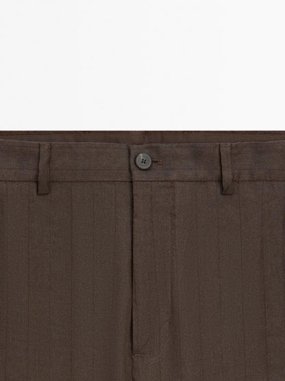 Straight-leg pinstripe trousers
