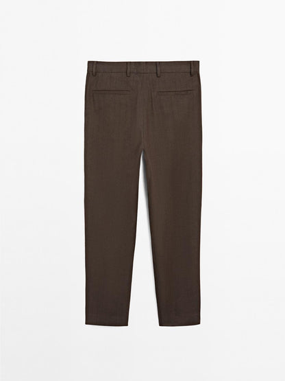 Straight-leg pinstripe trousers