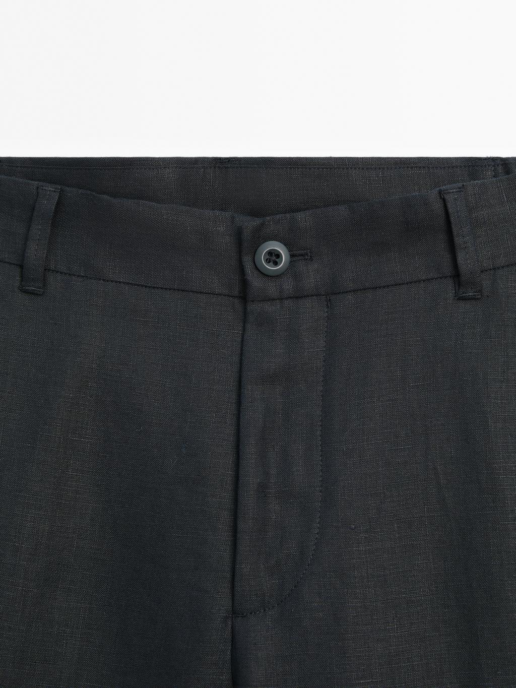 100% linen tapered fit trousers