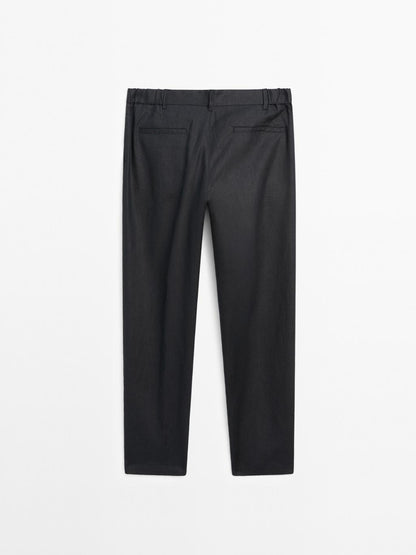 100% linen tapered fit trousers