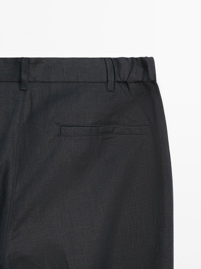 100% linen tapered fit trousers