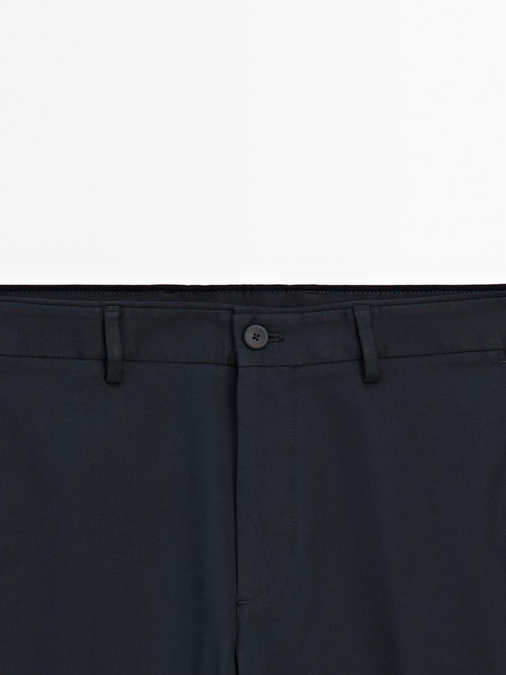 Cotton blend tapered fit trousers