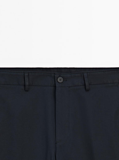 Cotton blend tapered fit trousers