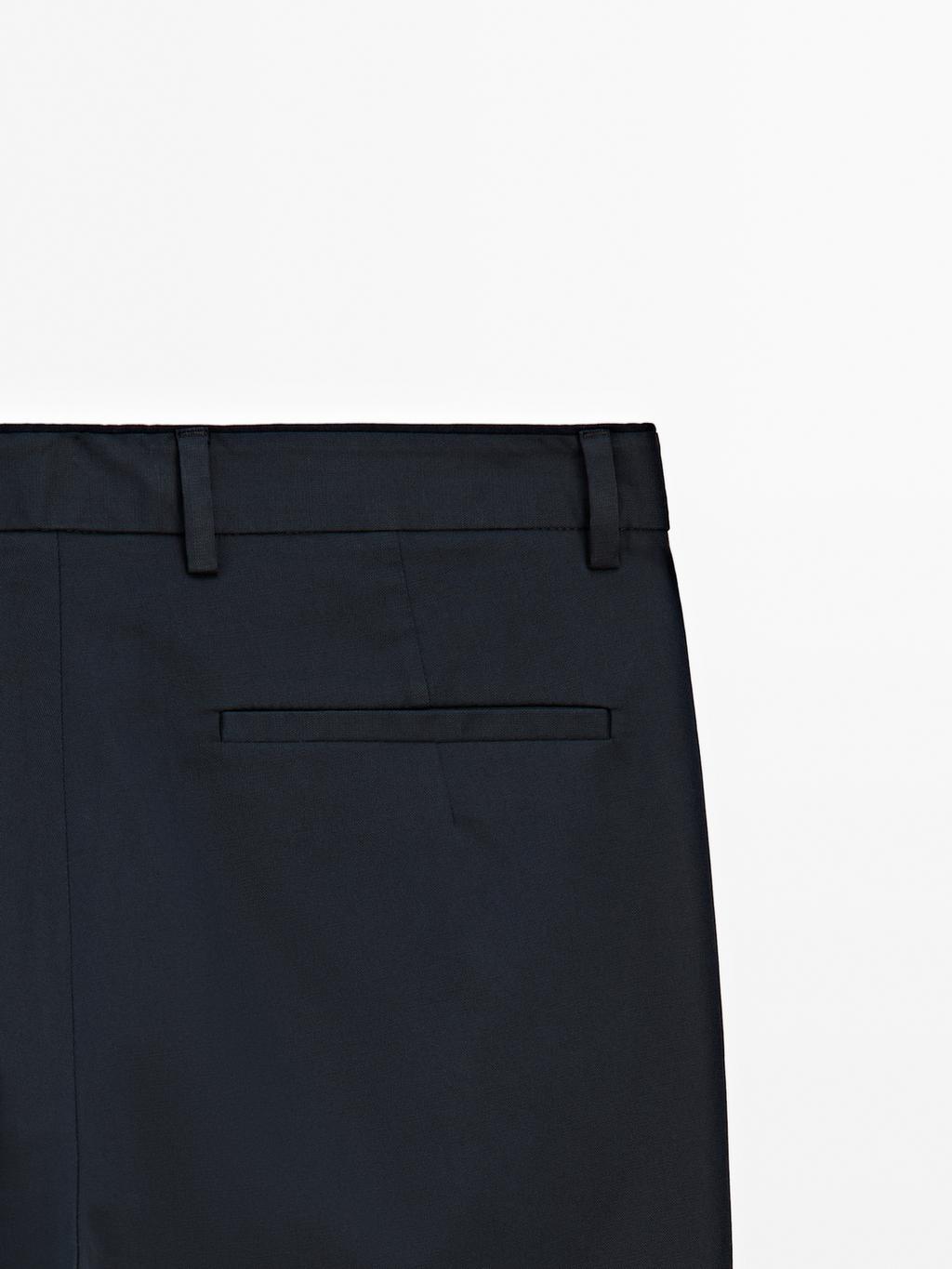 Cotton blend tapered fit trousers