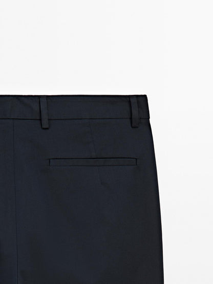Cotton blend tapered fit trousers