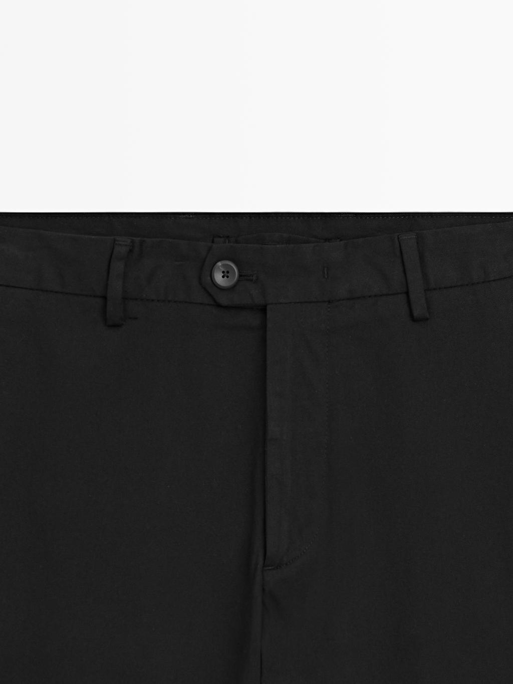 Cotton blend slim fit trousers