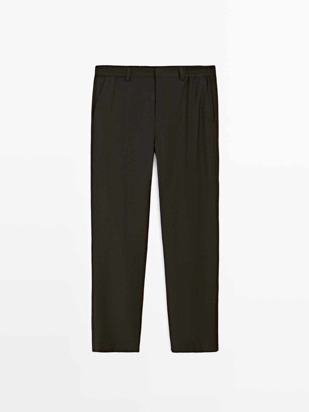 Wool blend jogger fit trousers