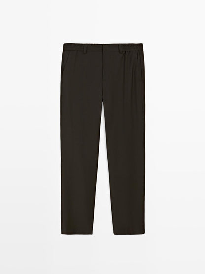 Wool blend jogger fit trousers