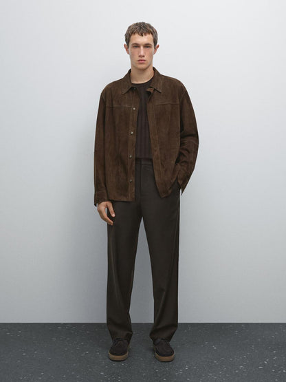 Wool blend jogger fit trousers