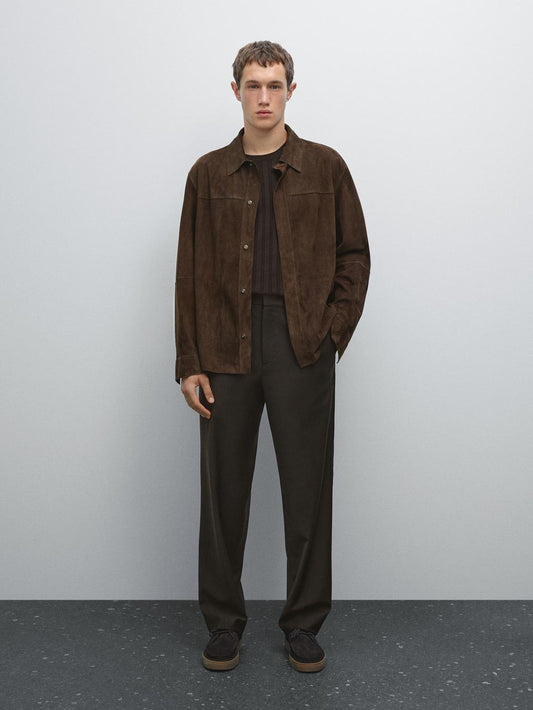 Wool blend jogger fit trousers