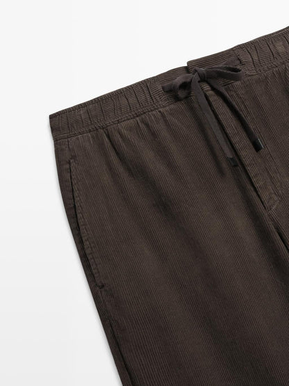 Corduroy jogger fit trousers