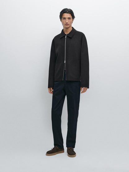 Slim fit textured trousers