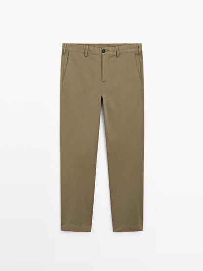 Slim fit textured trousers