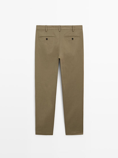 Slim fit textured trousers