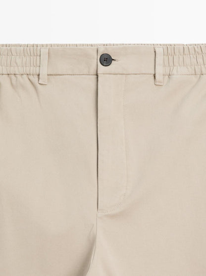 Cotton blend jogger fit trousers